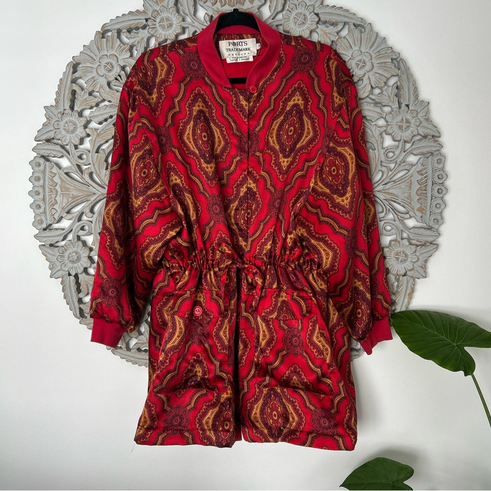 Vintage Metallic Silk Kimono-Inspired Jacket by Ports Trademark Designs